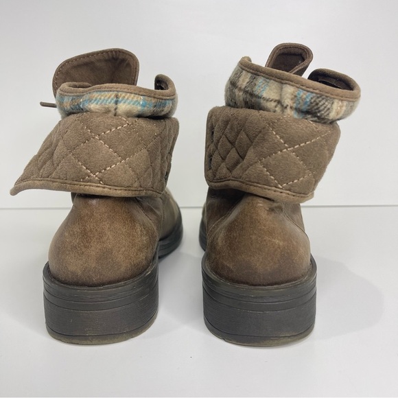 Austin Women’s 8 Brown Blue Fleece Upper Layered Round Toe Lace Up Casual Boots - Picture 6 of 15